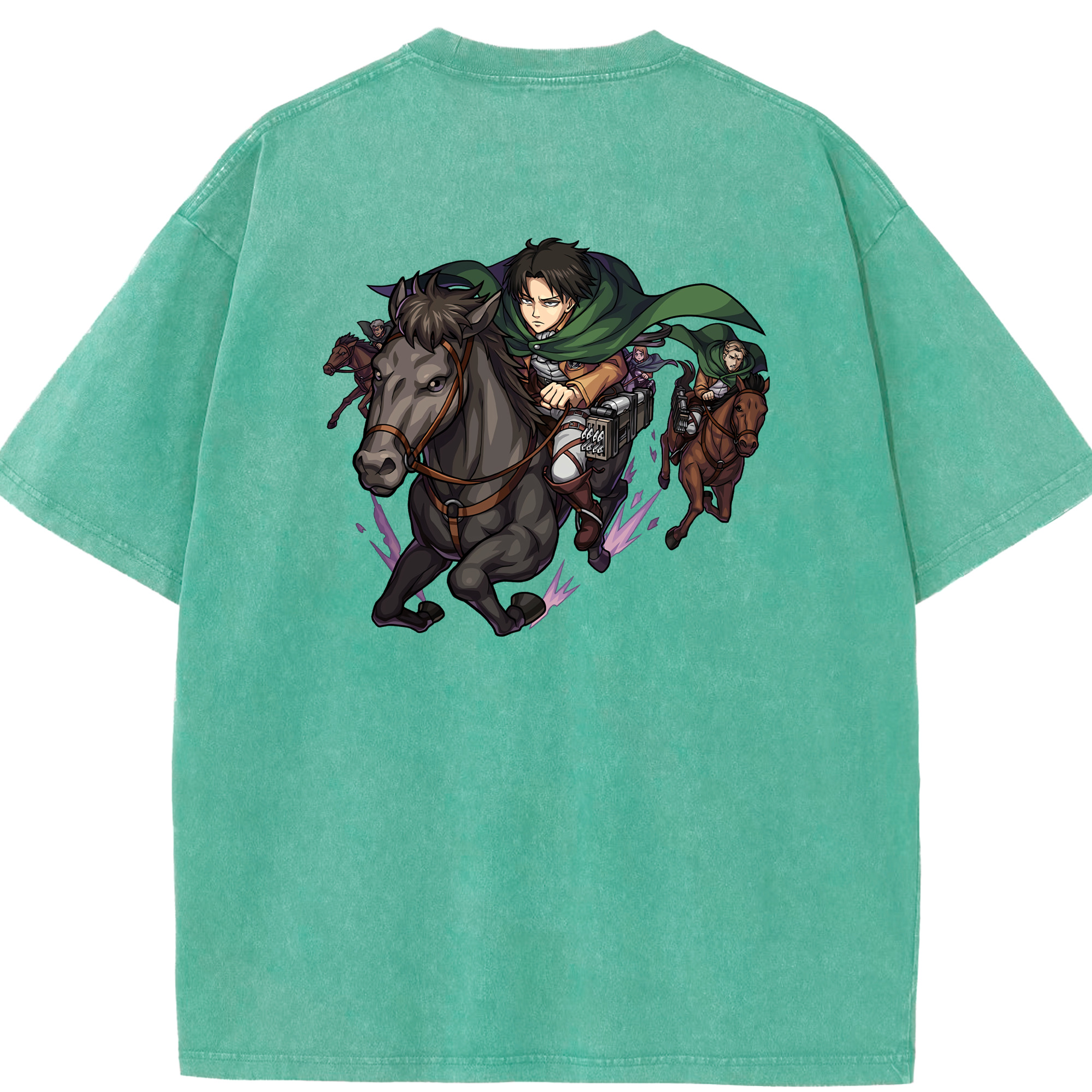 （画像用） 進撃の巨人 リヴァイ·アッカーマン Attack on Titan Levi Ackerman 綿100% ヴィンテージ風 半袖Tシャツ（背面プリント）
